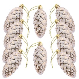 TOYANDONA Rose Gold Christmas Pinecone Ornaments Hanging Pine Cone Painted Pine Cone Glitter Pinecone Christmas Tree Decoration for Xmas Tree Winter Home Decor 10pcs