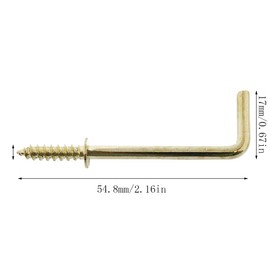 E-outstanding Right-Angle Screws Hook 20PCS 1-1/2inch Golden 7 Shape Self-Tapping Carbon Steel Nail Hook Fastener Accessories