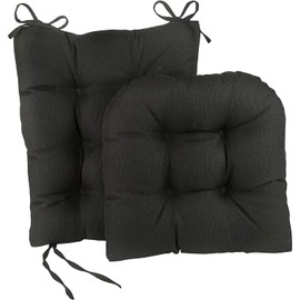 Klear Vu Omega Non-Slip Rocking Chair Cushion Set with Thick Padding and Tufted Design, Includes Seat Pad & Back Pillow with Ties for Living Room Rocker, 17x17 Inches, 2 Piece Set, Midnight