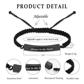 Cremation Bracelet for Ashes Adjustable Cremation Urn Bracelet Bangle for Ashes Stainless Steel Memorial Ashes Keepsake Jewelry for Men Women