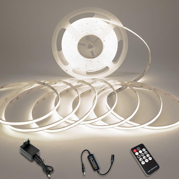 MOJIAZH COB LED Streifen 6000K Kaltweiß, 24V 5M Dimmbares, IP20