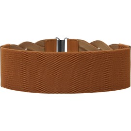 BlackButterfly 3 Inch Wide Waspie Elastic Vintage Braided Belt, brown