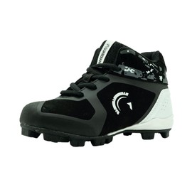 Guardian Baseball Cleats Youth Boys and Girls. High Top Youth Baseball Cleats. Boys Baseball Cleats and Girls Softball Cleats - Black/Grey/White, 12