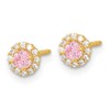 14K Solid Yellow Gold Pink Cubic Zirconia CZ Screw Back