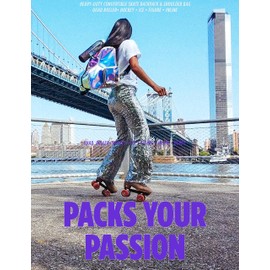 Fydelity Roller Skate Bags for Women |Converts 2 Roller Skate Backpack |Heavy Duty Roller Skating Bag for Girls | Ice Skating Bag for Girls Gift |Figure, Quad Skate, Ice Skate Bag- Holographic Purple