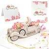 Wedding Anniversary Cards-Just Married Pop-up Newlywed Card,3D Cards for Couple,