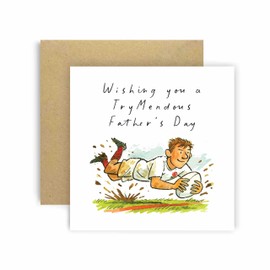 Huxters Funny Happy Fathers day Card to Rugby Dad England Have a Trymendous Day Funny Cards Card for Him Men - 14.8cm (England)