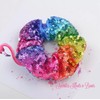 Needles Knots n Bows Rainbow Sequin Scrunchie, Boutique Hair Accessories,