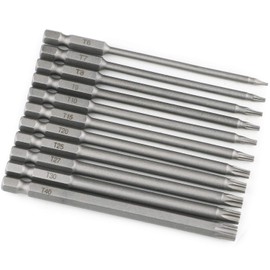 JTENG 11 Piece Torx Screwdriver Set Torx Bit Set Long T6-T40 100 mm Hex Shank 1/4 Inch Magnetic Star Head Hexagonal Screwdriver Set Electric Screwdriver Bit