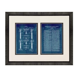 Safety-razor Patent Art Midnight Blue Print in a Beveled Black Wood Frame with a Double Mat (18" x 24") M12424