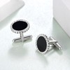 Hantuorui Men's Cufflinks: Black Onyx & 925 Sterling Silver, Featuring