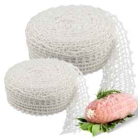 Syhdfxknp Ham Net 3 m and 5 m Roll Roasting Net Kitchen Yarn Net Grill Net High Temperature Resistant and Elastic for Storage Hanging Cooking Ham Sausages (16 Holes) Pack of 2