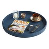 HofferRuffer Large Round Serving Tray 24'', Elegant Faux Leather Circle