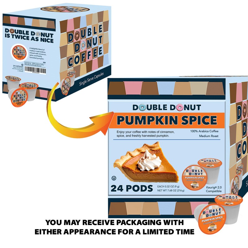 Double Donut Coffee Pumpkin Spice Coffee Pods, Single Serve Coffee