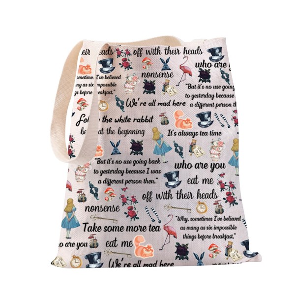 PXTIDY Alice Gift Alice Adventures Inspired Tote Bag Rabbit Alice