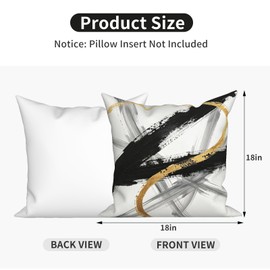TOENGS Black and Gold Modern Abstract Velvet Pillow Covers 18x18 2-Pack