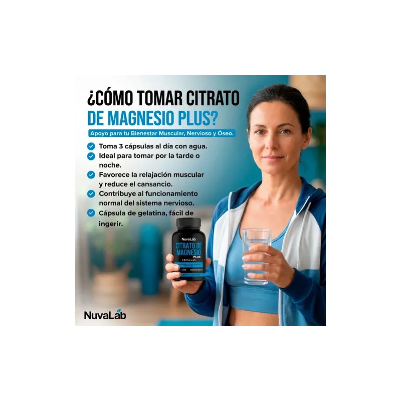 Citrato Magnesio Alta Absorción Capsulas 610mg Nuvalab Sabor