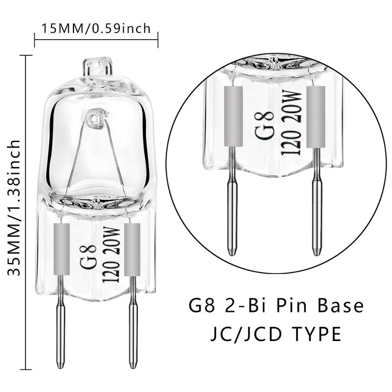 G8 Light Bulbs 20Watt 120Volt Halogen Light Bulb G8 Base