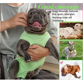 Wabdhaly Recovery Suit for Dogs,Dog Cone Alternative Zipper Surgery Suit Female Spay,Soft Dog Surgery Suit for Anti Licking,Breathable Surgical Suit for Dogs Female Spay