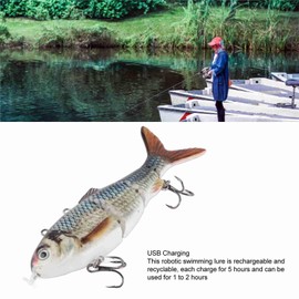 MEKOTRIN Recharged Robot Lure, Multiple Multiple-electrofish-lure with Green LED Light, for Day and Night, Swims Autonomous, 5 Parts Connected