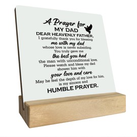 Prayer for Dad Wood Sign Gift, Gifts for Dad From Daughters Son, Plaque with Wooden Stand, Meaningful Wood Sign Plaque Gift, Wood Plaque Gift, Father’s Day Christmas Thanksgiving Birthday Gift A1