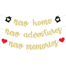JOYMEMO New Home New Adventures New Memories Banner - Housewarming Party Decorations for New Home, New House for Women or Men Supplies Indoor Outdoor