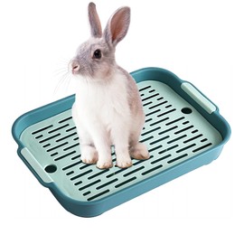 Hoquare Large Rabbit Litter Tray Convenient Rabbit Litter Box Potty Trainer Cage Pet Toilet Small Animal Litter Box Toilet for Bunny, Guinea, Pig (Green)