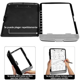 Portapapeles Plastico con Almacenamiento, A4 Carpeta de Portapapeles Tabla para Escribir Pintura, Caja con Apertura Lateral de Portapapel Portátil, Cl