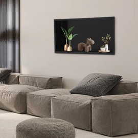 QUSKLISU Bathroom Shower Storage Shelf, 24" X 12" Stainless Steel Shower Niche No Tile Needed Single Shelf Organizer, Wall Recessed Niche Shower for Kitchen, Living Room, Balconies, Office (Black)