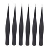 IWOWHERO 6pcs Stainless Steel Eyelash Tweezers Ergonomic Design for Easy