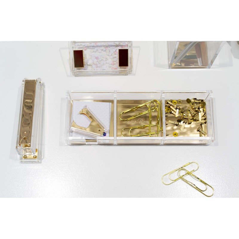 Dany Marcus Desk Organiser Acrylic Transparent with Gold - 3
