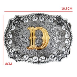 Bai You Mei Initial Letters Western Style Cowboy Gold Large Belt Buckles D