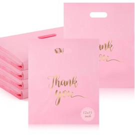 100 Pcs Bolsas de Plástico Reutilizables 30x40 cm, Bolsas de Compras Reutilizables con Asas Resistentes, Bolsas para Boutique para Tienda, Boutique, Supermercado y Regalos