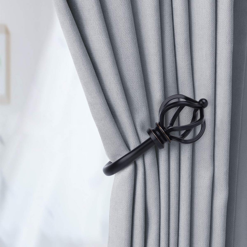 KAMANINA Decorative Curtain Drapery Holdbacks for Wall, Black Curtain Tiebacks