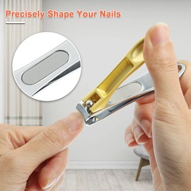 VOCOSTE Nail Clippers Set Professional Nail Toe Nails and Slant Edge Clipper for Men and Women with Nail File 3 Pieces Gold