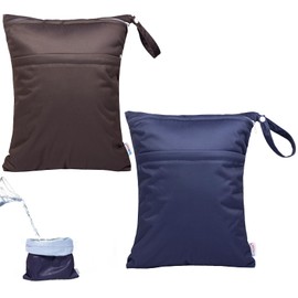 ALVABABY - 2 bolsas impermeables para secado húmedo, reutilizables con dos bolsillos con cierre, pañal de tela para bebé, viajes, playa, piscina, guardería, artículos de bebé sucios, bolsa de yoga y