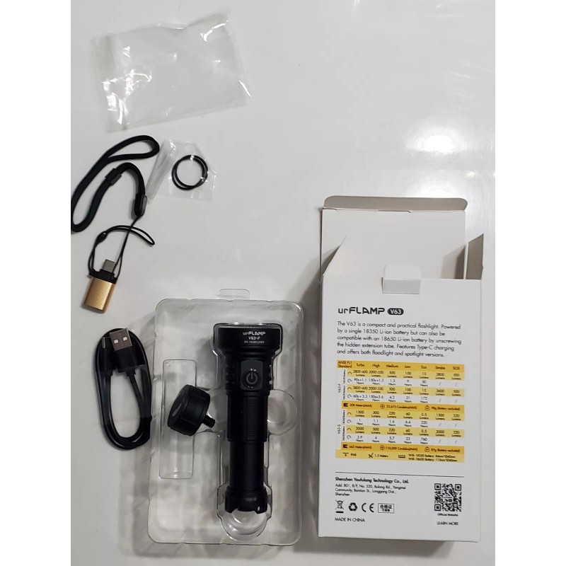 urFLAMP Flashlight V63-F (Floodlight Version) Rechargeable DISCOUNTED SALE