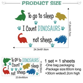 Buiory Boho Dinosaur Wall Decals Go to Sleep Phrases Wall Stickers Cartoon Dino Wall Art Decor for Kids Nursery Bedroom Living Room