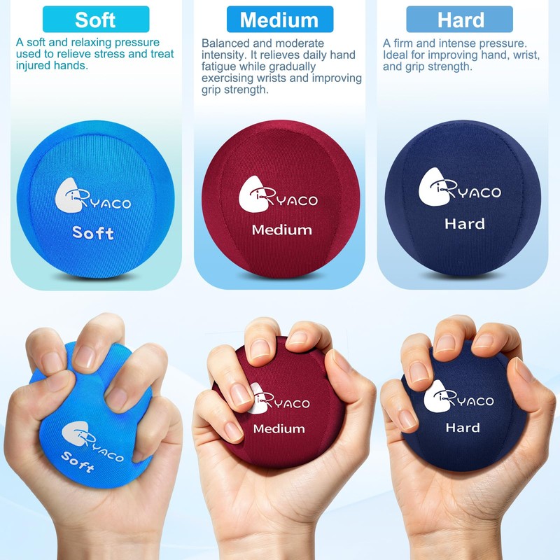 RYACO Hand Therapy Exercise Stress Ball Bundle - Set of