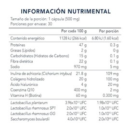 Meta Glow Probióticos Pack de 2 x 30 Cápsulas, Suplemento Alimenticio, 40 Billones Cultivos Activos, con Prebiótico, Colgáno y Biotina, Control del Ac