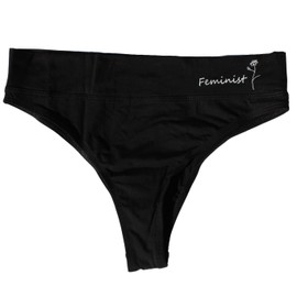 TREELANCE Black High Waisted Feminist Underwear for Women Organic Cotton Modal Panties Panty Briefs Undies Underpants Woman Feminists Gifts Gift XL