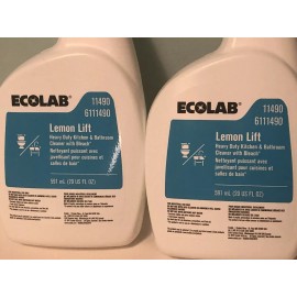 Ecolab 2- 20 FL OZ Ecolab Lemon Lift Heavy Duty Kitchen & Bathroom Cleaner with Bleach