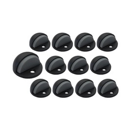 QCAA Low Dome Floor Door Stop, H 25.4 x Diameter 44.5mm, Zinc Die Cast, Matte Black, 12 Pack, Made in Taiwan