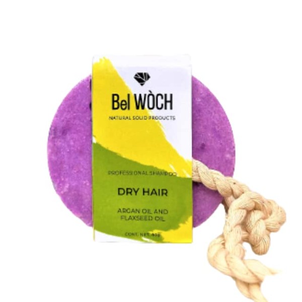 BEL WOCH Shampoo solido orgánico en barra 100% natural para cabello Seco, nutre, promueve el crecimiento y da brillo natural libre de parabenos, pfalatos y sulfatos