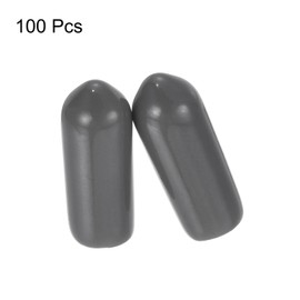 uxcell 100pcs Rubber End Caps 4mm ID Vinyl PVC Round Tube Bolt Cap Cover Screw Thread Protectors Dark Grey