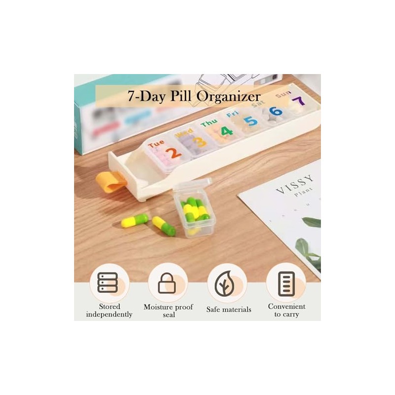 Weekly Pill Box 7 Day, Tablet Organiser for Travel– 7