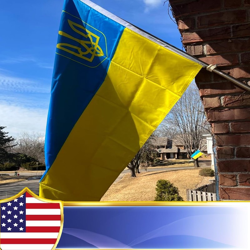 VOLTA Double Sided Ukraine Flag with Coat of Arms 3x5ft,