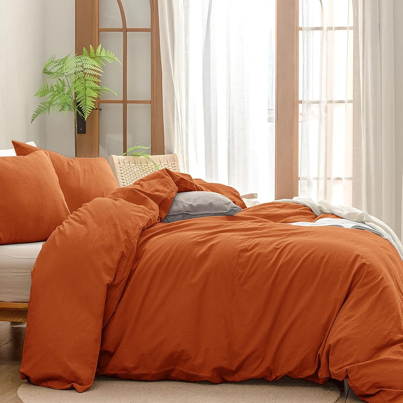 SSW HOMES King Size Duvet Cover Set (Rust) - 3