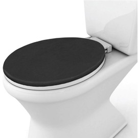 Gorilla Grip Thick Memory Foam Bathroom Toilet Lid Seat Cover, Soft Velvet Topside, Machine Wash, Plush Cushioned Covers Fits Most Size Lids, Decorative Bath Room Accessories, 19.5x18.5, Black