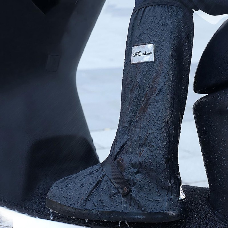 USHTH Black Waterproof Rain Boot Shoe Cover with Reflector (1